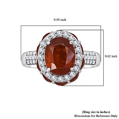 D'Joy Orange Kyanite and White Zircon 6.50 ctw Royal Azure Crest Ring in Rhodium Over Sterling Silver (Size 6.0)