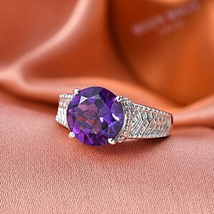 EverTrue African Amethyst 4.40 ctw Ring in Platinum Bond (Size 10.0)