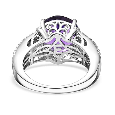EverTrue African Amethyst 4.40 ctw Ring in Platinum Bond (Size 10.0)