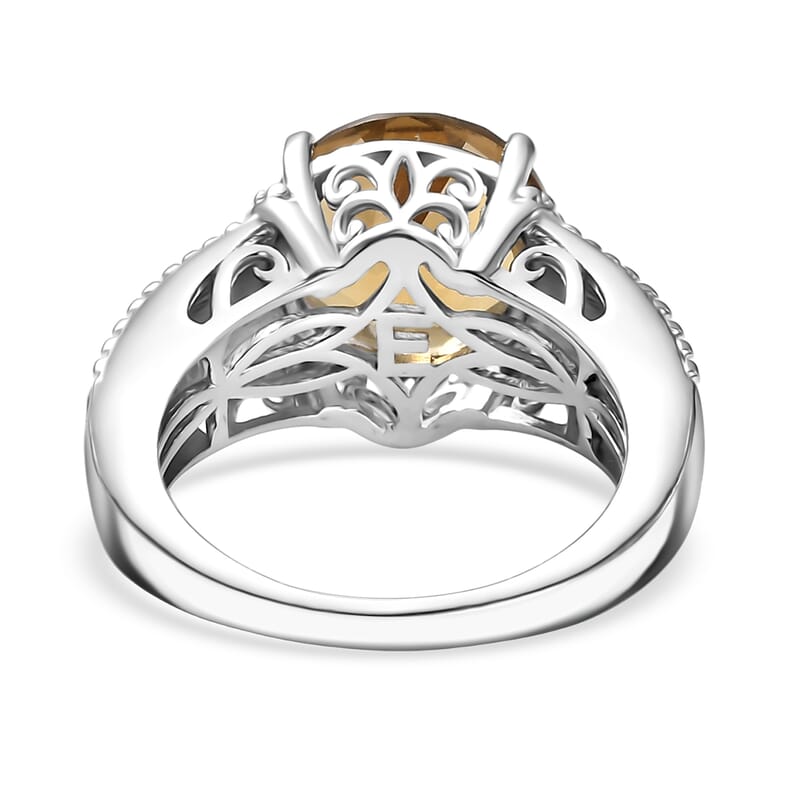 EverTrue Brazilian Citrine 5.30 ctw Whiskey Lace Ring in Platinum Bond (Size 7.0)