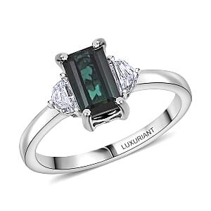 AAA Pirineu Lagoon Tourmaline, Lab Grown Diamond Ring in 10K White Gold 2.10 ctw (Size 10.0)
