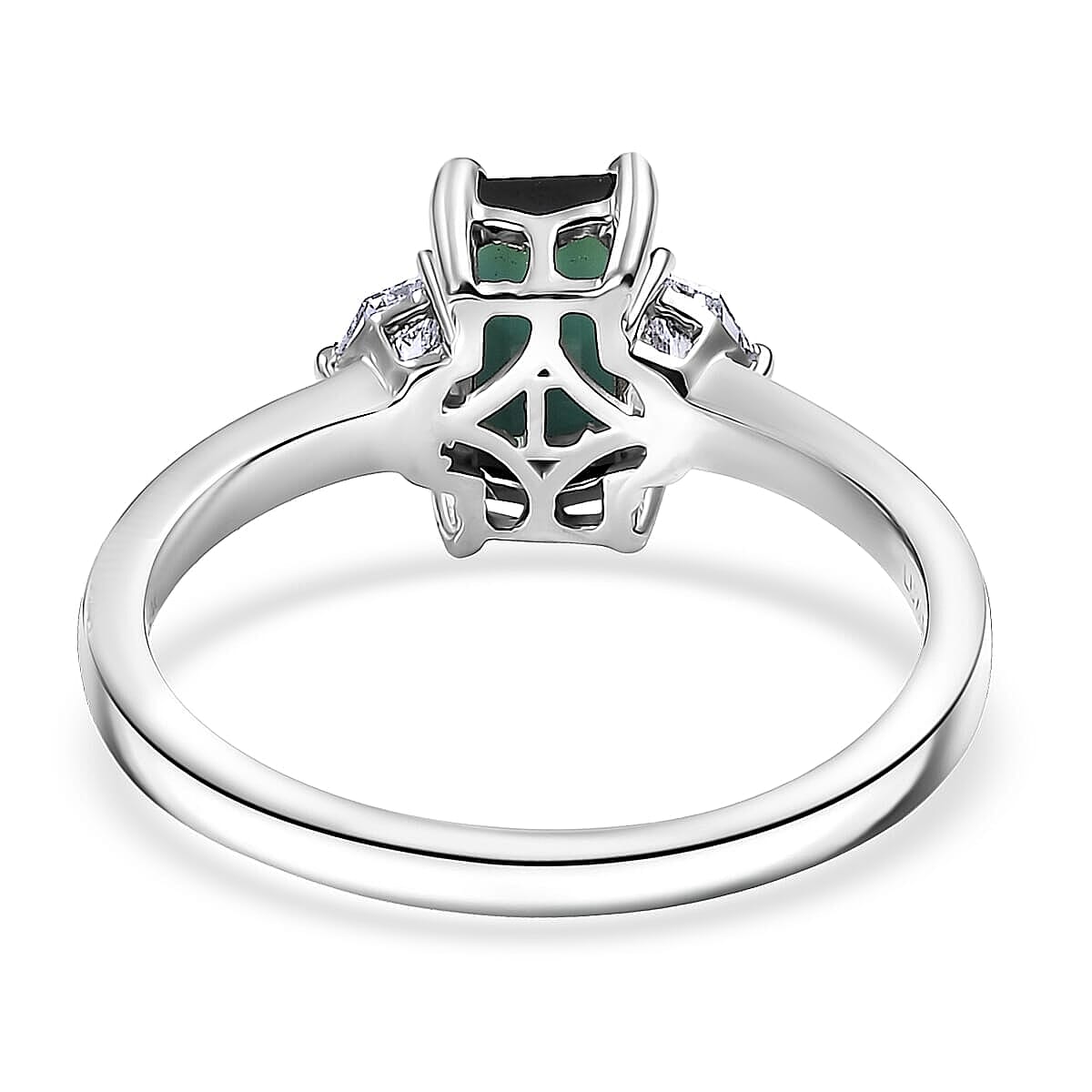 AAA Pirineu Lagoon Tourmaline, Lab Grown Diamond Ring in 10K White Gold 2.10 ctw (Size 10.0) image number 4