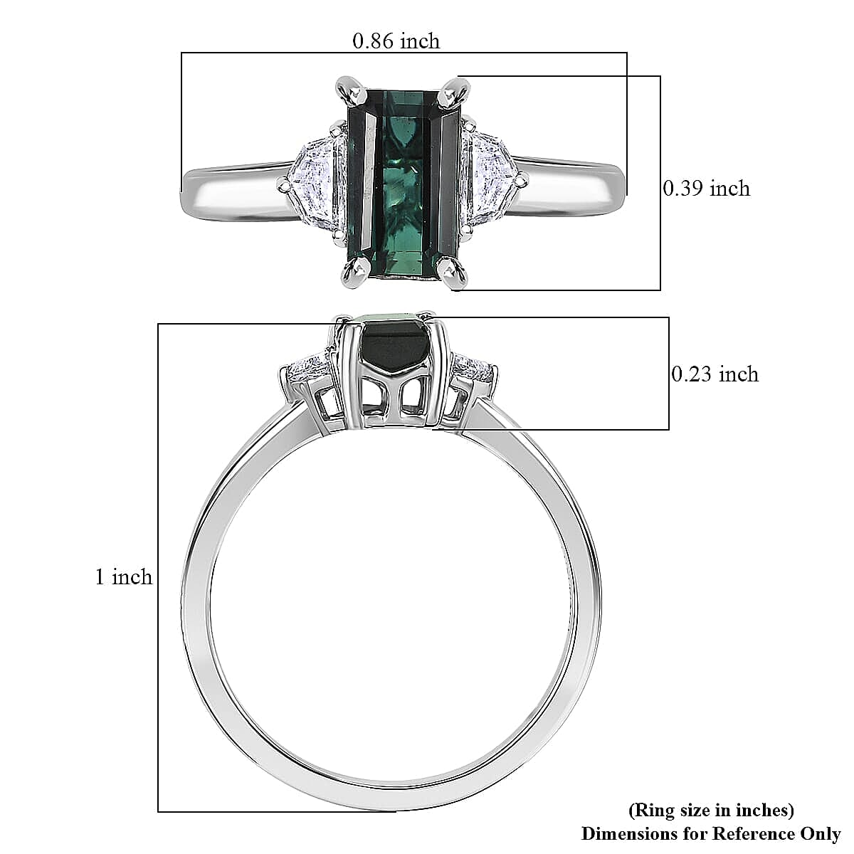 AAA Pirineu Lagoon Tourmaline, Lab Grown Diamond Ring in 10K White Gold 2.10 ctw (Size 10.0) image number 5
