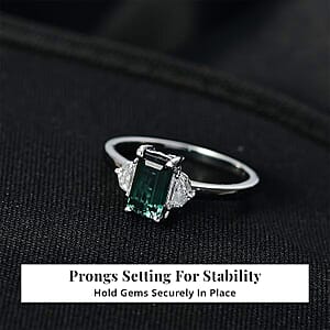 AAA Pirineu Lagoon Tourmaline, Lab Grown Diamond Ring in 10K White Gold 2.10 ctw (Size 5.5)