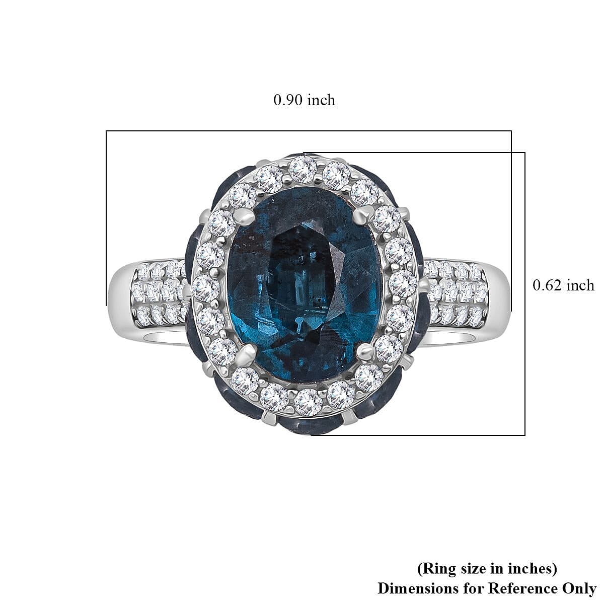 D'Joy Indigo Kyanite and White Zircon 6.50 ctw Royal Azure Crest Ring in Rhodium Over Sterling Silver (Size 7.0) image number 5