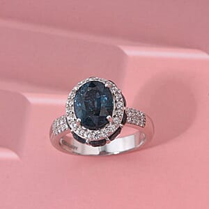 D'Joy Indigo Kyanite and White Zircon 6.50 ctw Royal Azure Crest Ring in Rhodium Over Sterling Silver (Size 8.0)