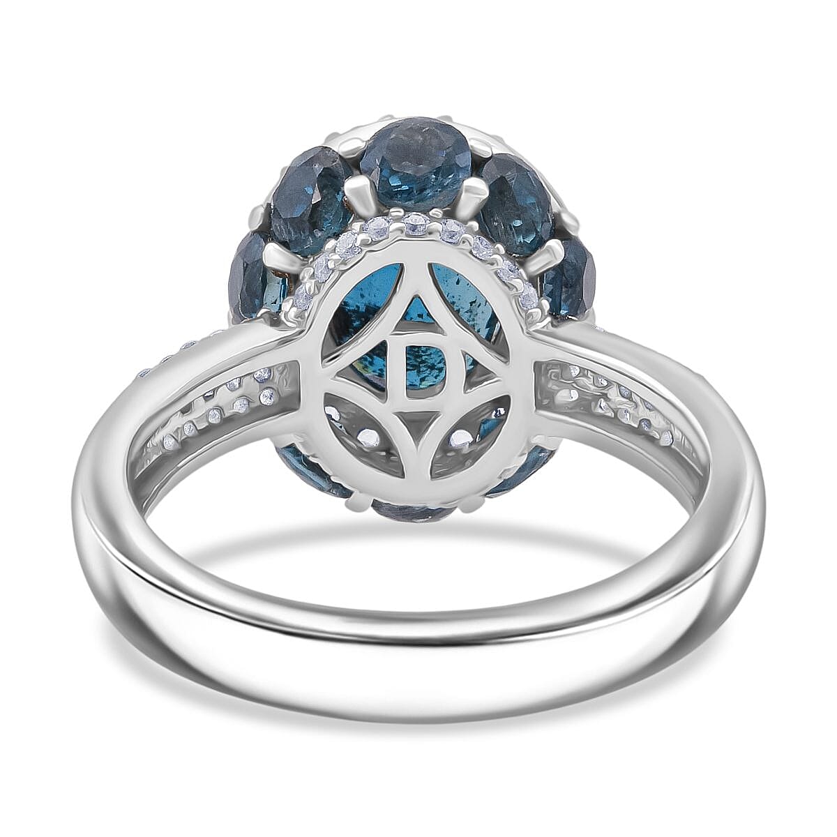 D'Joy Indigo Kyanite and White Zircon 6.50 ctw Royal Azure Crest Ring in Rhodium Over Sterling Silver (Size 8.0) image number 4
