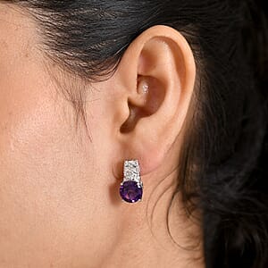 EverTrue African Amethyst Stud Push Post Earrings in Platinum Bond 5.00 ctw