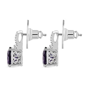 EverTrue African Amethyst Stud Push Post Earrings in Platinum Bond 5.00 ctw
