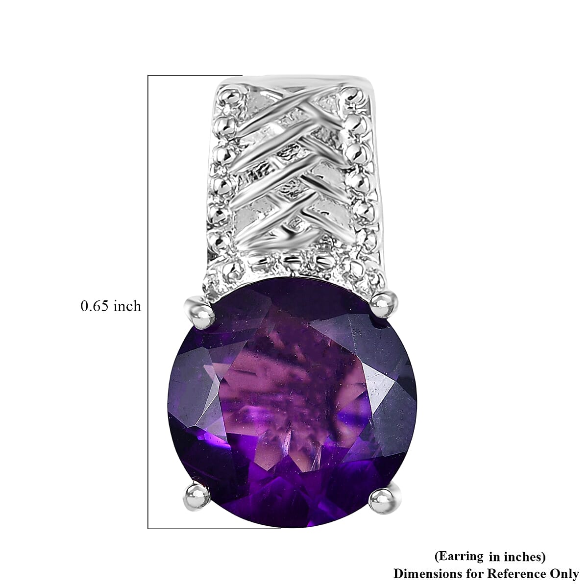 EverTrue African Amethyst Stud Push Post Earrings in Platinum Bond 5.00 ctw image number 5