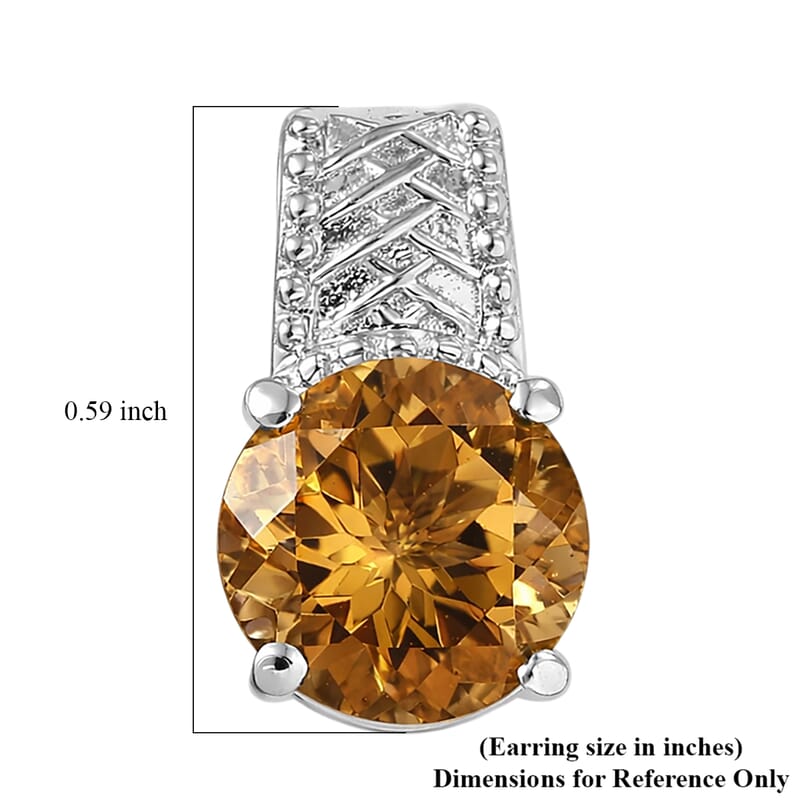 EverTrue Brazilian Citrine 5.50 ctw Whiskey Lace Stud Earrings in Platinum Bond