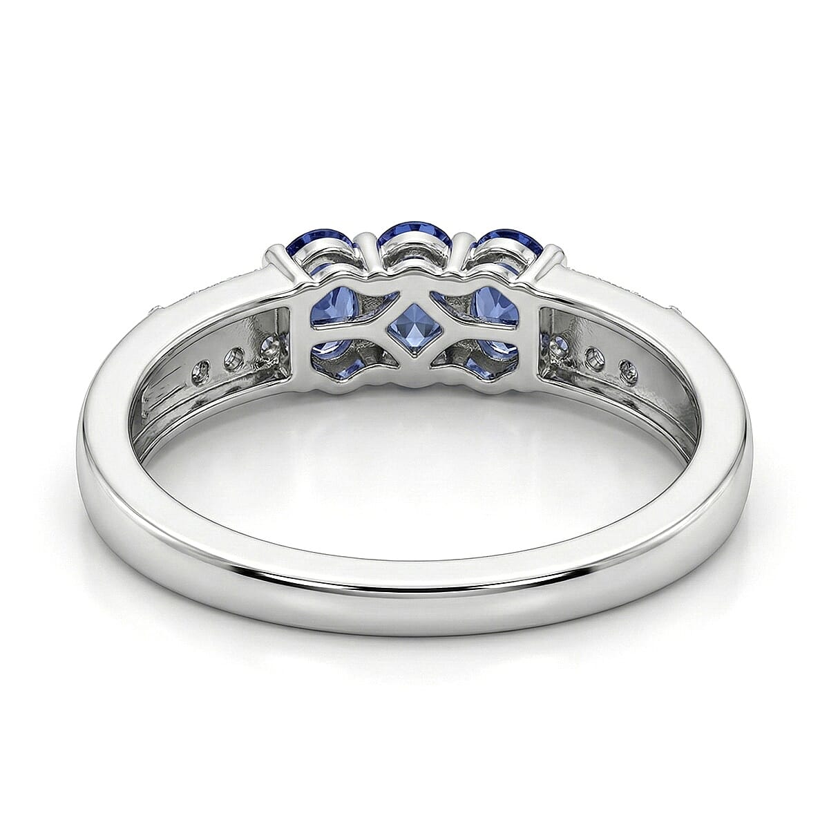 D'Joy Premium Tanzanite and White Zircon 0.90 ctw Ring in Platinum Over Sterling Silver (Size 5.0) image number 4