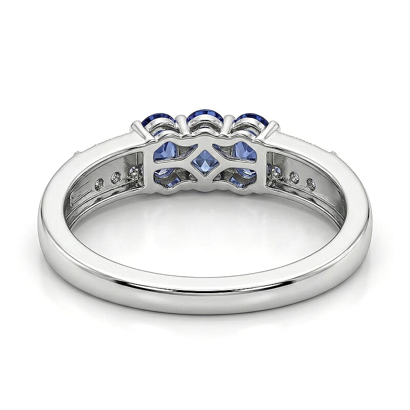D'Joy Premium Tanzanite and White Zircon 0.90 ctw Ring in Platinum Over Sterling Silver (Size 8.0)