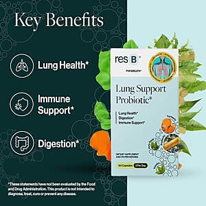 resB&reg; Lung Support Probiotic Dietary Supplement (60 Capsules) Made in US
