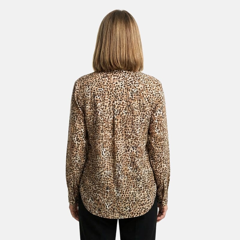 Closeout Casa Cabana Neutral Spots Long Sleeve Blouse - M