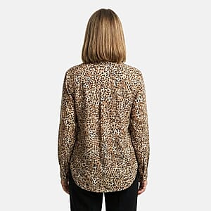 Closeout Casa Cabana Neutral Spots Long Sleeve Blouse -S