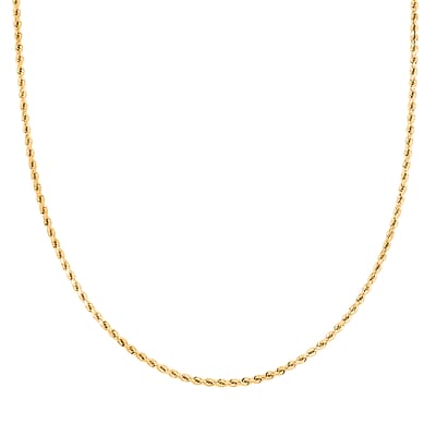 One Time Only 18K Yellow Gold 1.8 mm Rope Necklace 22 Inches 4.6 Grams