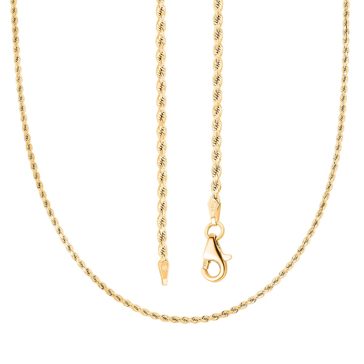 One Time Only 18K Yellow Gold 1.8 mm Rope Necklace 22 Inches 4.6 Grams image number 4