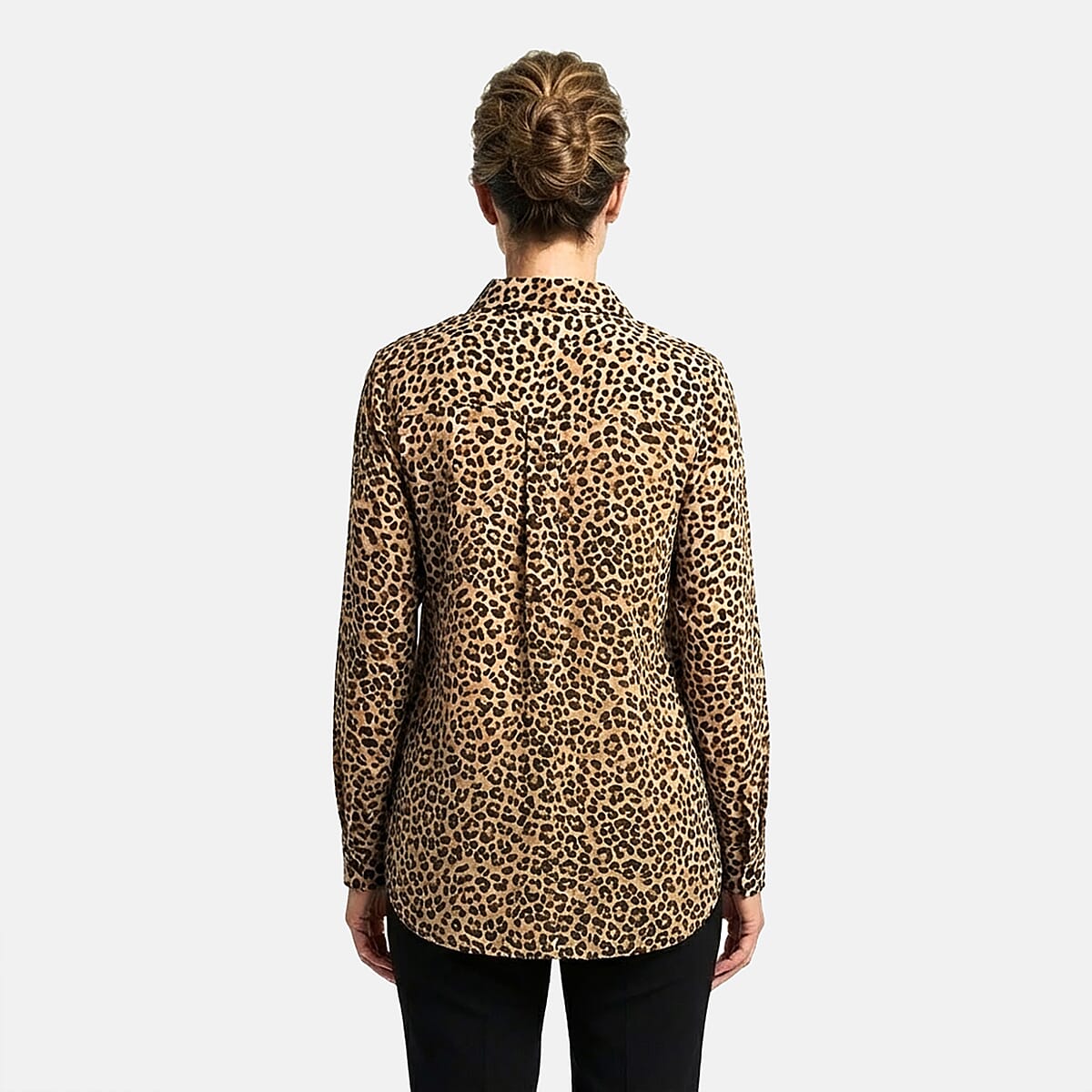 Closeout Casa Cabana Multi Cheetah Long Sleeve Blouse - L image number 1