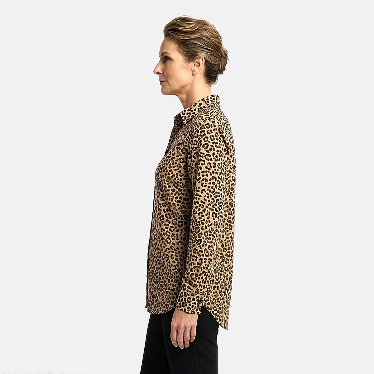 Closeout Casa Cabana Multi Cheetah Long Sleeve Blouse - L image number 3