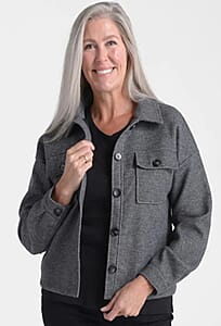 Closeout Christopher & Banks Charcoal Patch Pocket Button Front Shacket - M