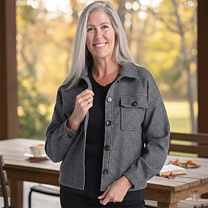 Closeout Christopher & Banks Charcoal Patch Pocket Button Front Shacket P/XL