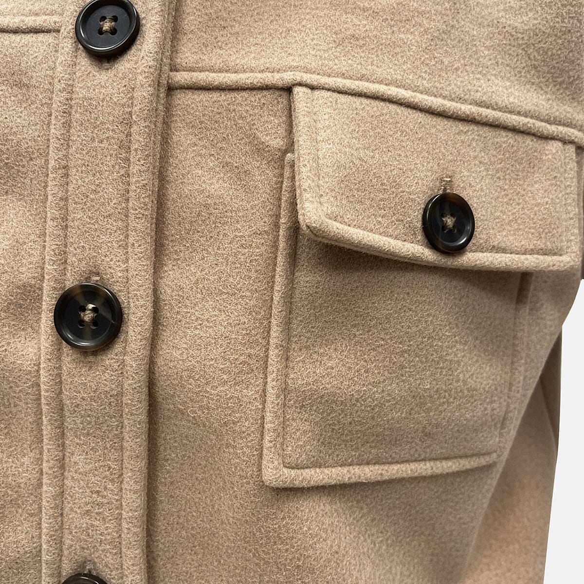 Closeout Christopher & Banks Khaki Patch Pocket Button Front Shacket - Large image number 4