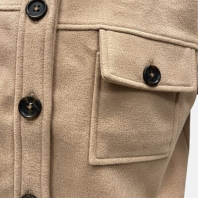 Closeout Christopher & Banks Khaki Patch Pocket Button Front Shacket - Petite XL