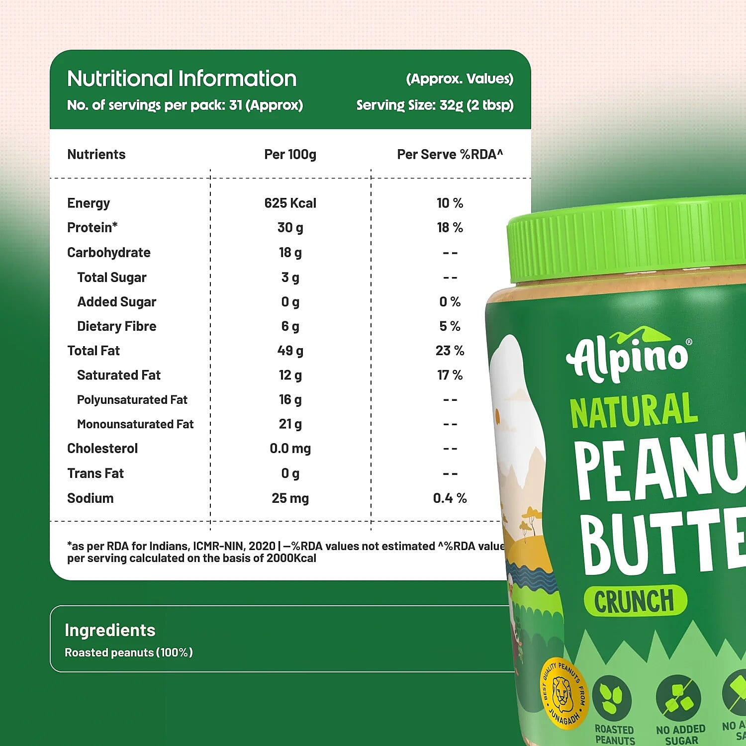 Alpino Crunch Natural Peanut Butter