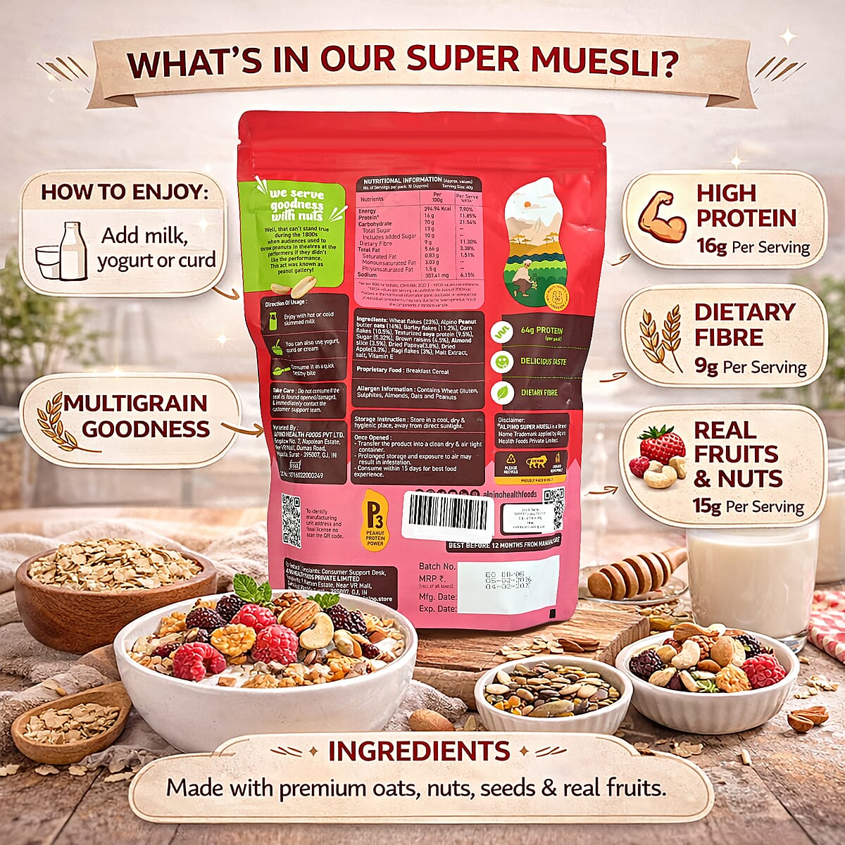 Alpino Super Muesli Fruit & Nut  image number 2