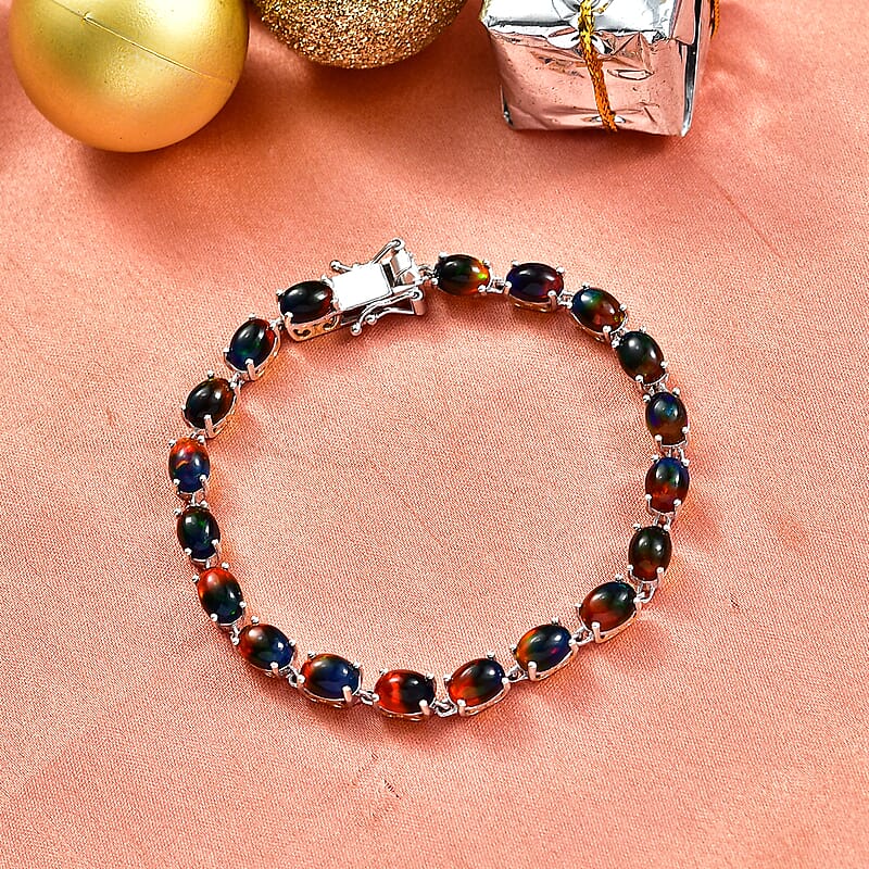 D'Joy Smoked Ethiopian Opal 9.90 ctw Cosmic Light Bracelet in 18K Vermeil YG and Rhodium Over Sterling Silver (7.25 In)