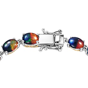 D'Joy Bi Color Ethiopian Opal 11.50 ctw Cosmic Light Bracelet in 18K Vermeil YG and Rhodium Over Sterling Silver (8.00 In)