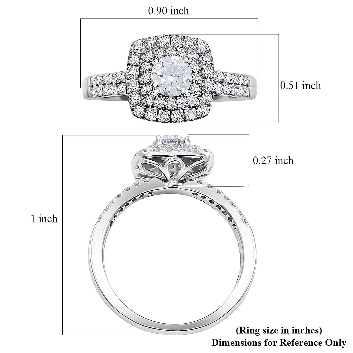 Luxuriant Lab Grown Diamond E-F VS 1.00 ctw Luxe Halo Ring in 14K White Gold (Size 5.0) image number 6
