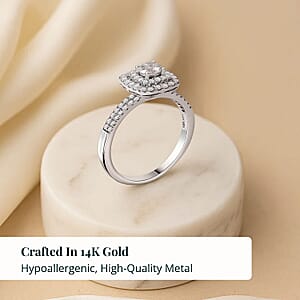 Luxuriant Lab Grown Diamond E-F VS 1.00 ctw Luxe Halo Ring in 14K White Gold (Size 6.0)