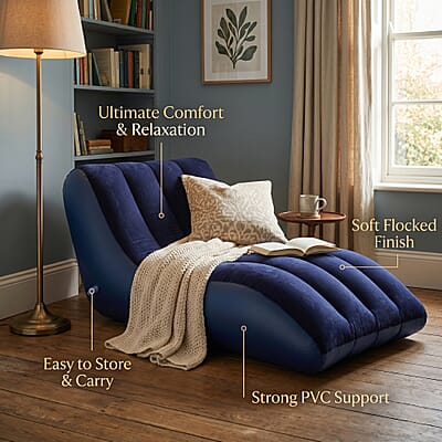 Blue Inflatable Lounge Chair with Detachable Footrest