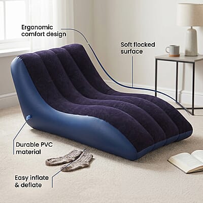 Blue Inflatable Lounge Chair with Detachable Footrest