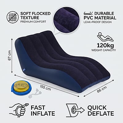 Blue Inflatable Lounge Chair with Detachable Footrest