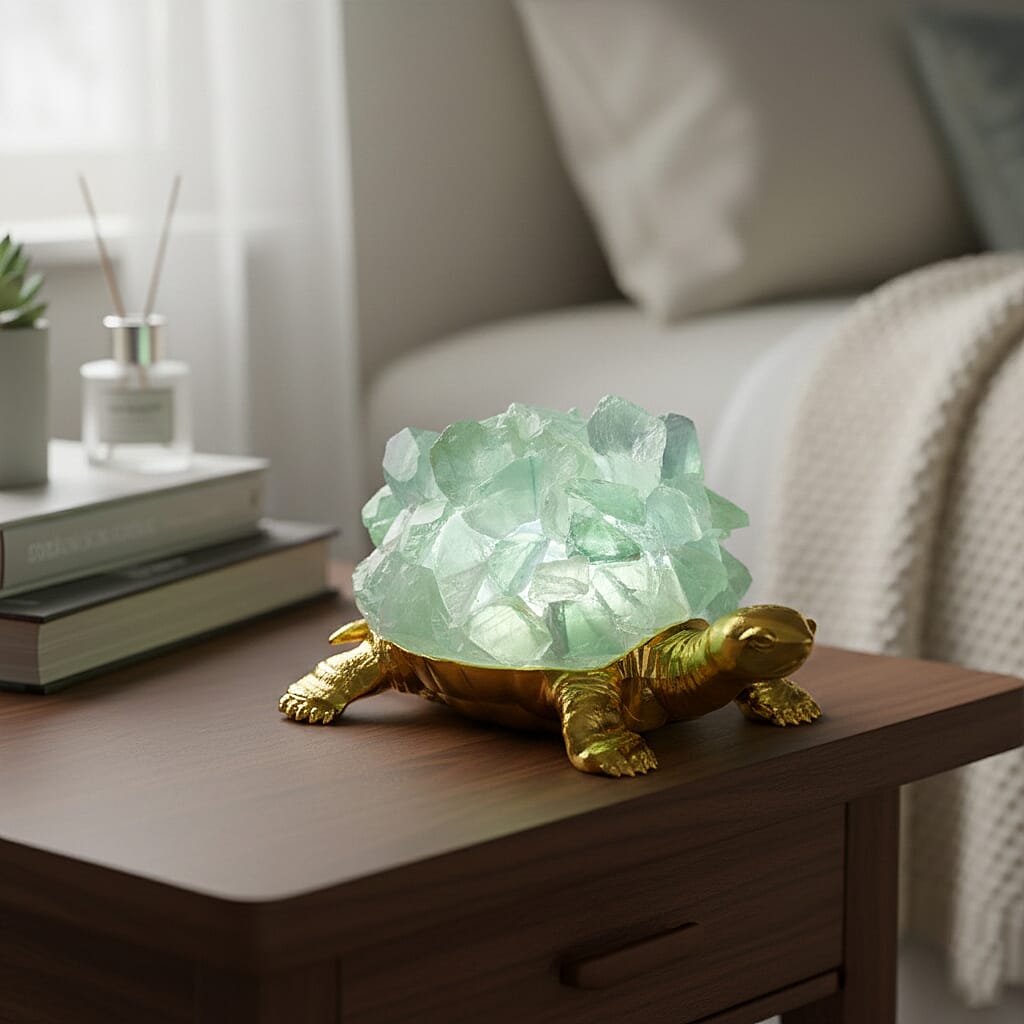 Livmore Fluorite Crystal Turtle Ornament with Light