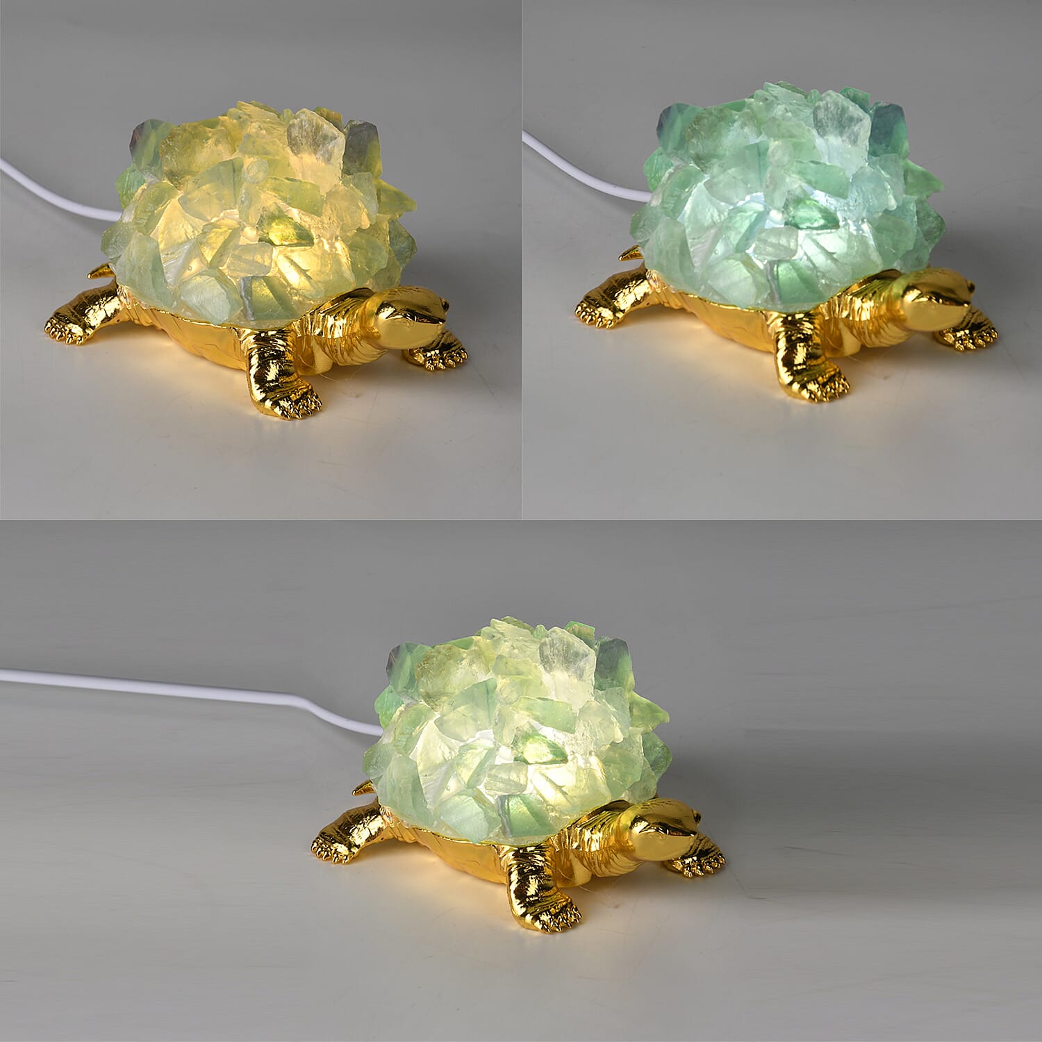 Livmore Fluorite Crystal Turtle Ornament with Light