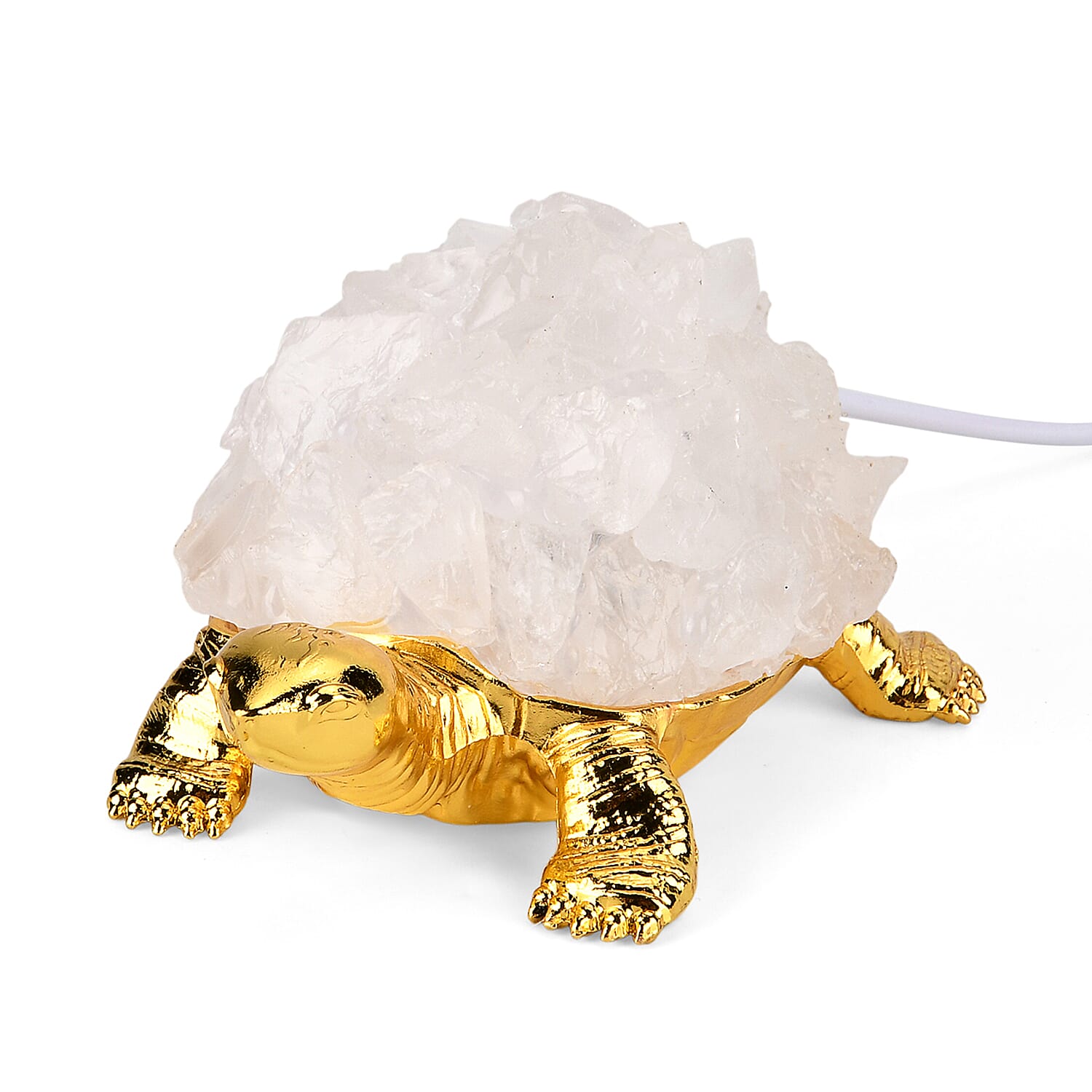 Rock Crystal Turtle Ornament with Light