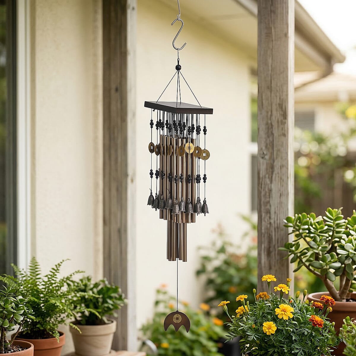 Golden Iron Feng Shui Fortune Bells Windchime image number 2
