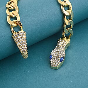 Blue and White Austrian Crystal Bracelet in Goldtone (10.50 In)