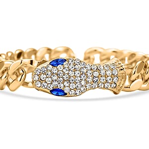 Blue and White Austrian Crystal Bracelet in Goldtone (10.50 In)