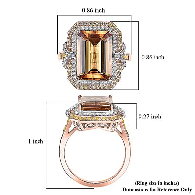 Luxoro AAA Marialite, Yellow Sapphire, Diamond Ring in 10K Rose Gold 7.70 ctw (Size 5.0)