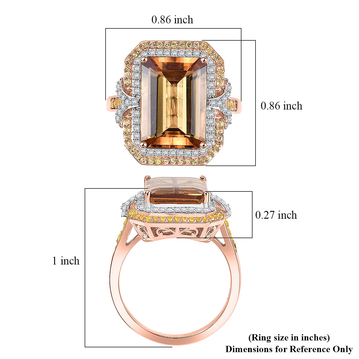 Luxoro AAA Marialite, Yellow Sapphire, Diamond Ring in 10K Rose Gold 7.70 ctw (Size 7.0) image number 5