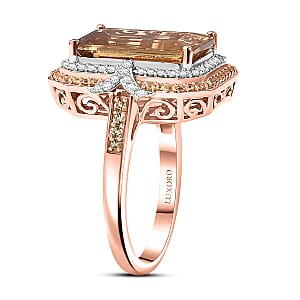 Luxoro AAA Marialite, Yellow Sapphire, Diamond Ring in 10K Rose Gold 7.70 ctw (Size 8.5)