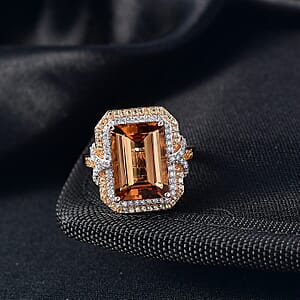 Luxoro AAA Marialite, Yellow Sapphire, Diamond Ring in 10K Rose Gold 7.70 ctw (Size 9.5)