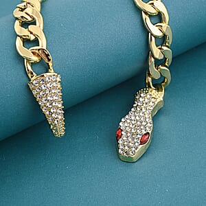 White and Red Austrian Crystal Serpent Bracelet in Goldtone (10.50 In)