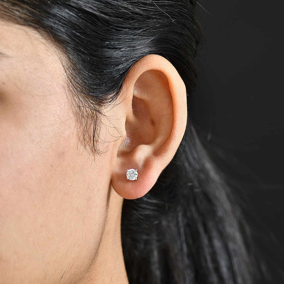 Moissanite 1.00 ctw Earrings in Rhodium Over Sterling Silver image number 2