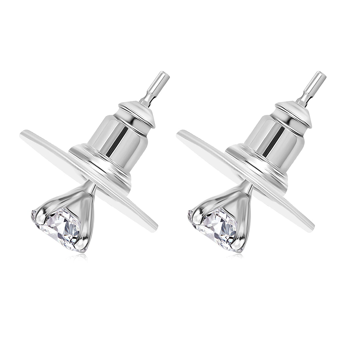 Moissanite 1.00 ctw Earrings in Rhodium Over Sterling Silver image number 3